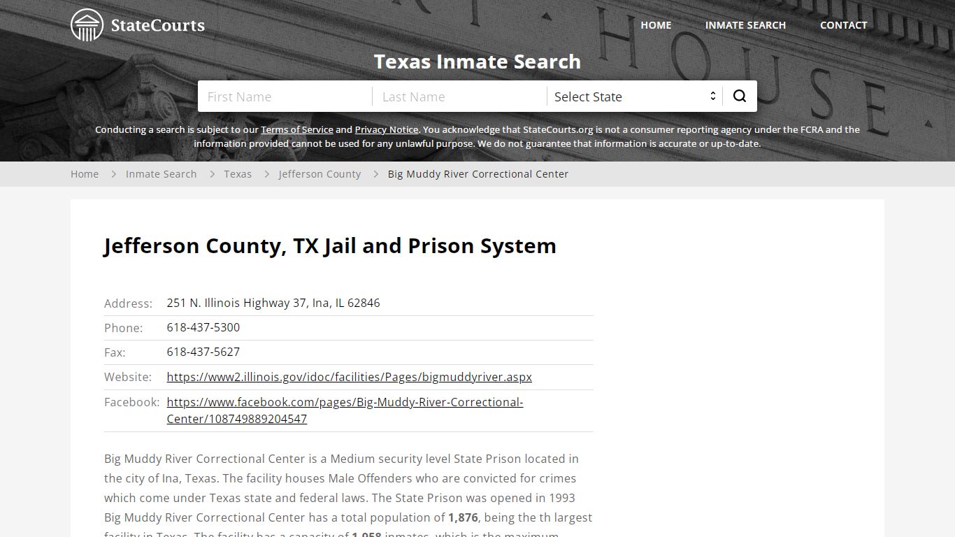 Big Muddy River Correctional Center Inmate Records Search, Texas ...